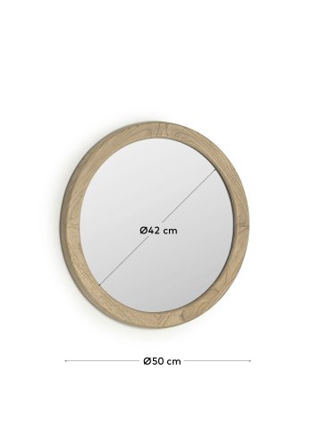 KAVE HOME Alun veggspeil, rundt - speilglass og naturlig mindi-tre (50)