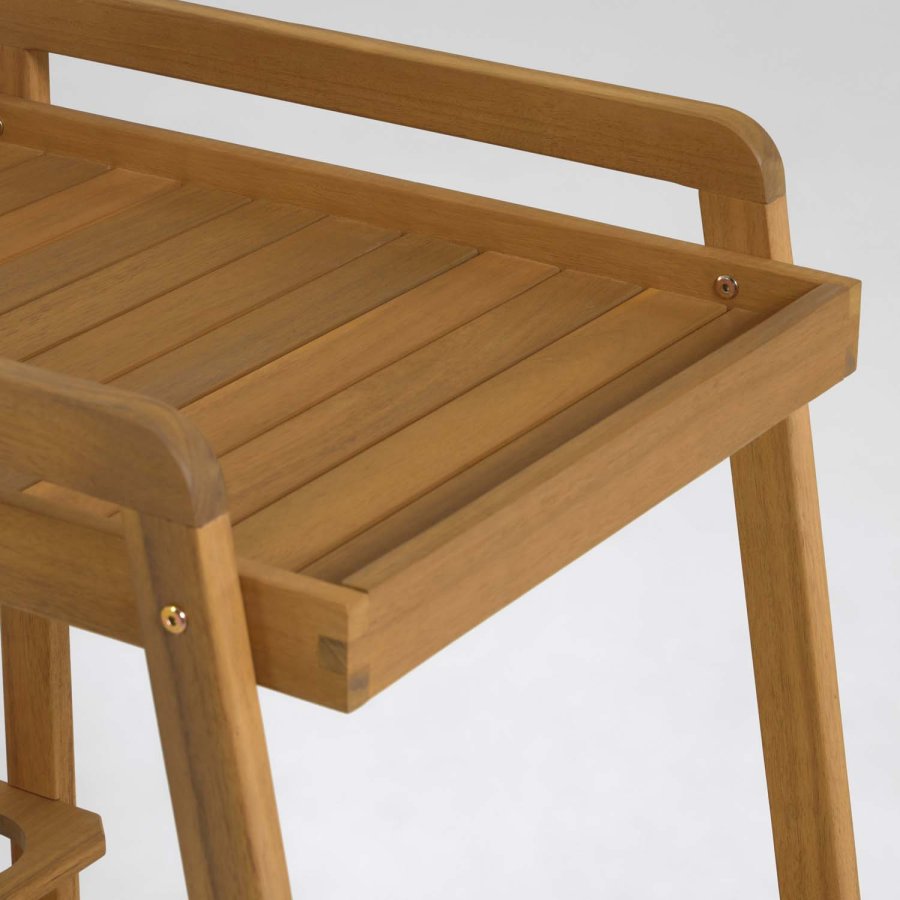 KAVE HOME Felisa rullebord, med hylle - naturlig akasietre