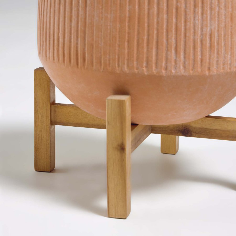 KAVE HOME Denpasar blomsterpotte, med fot - naturlig terrakotta og akasietre ( 33)