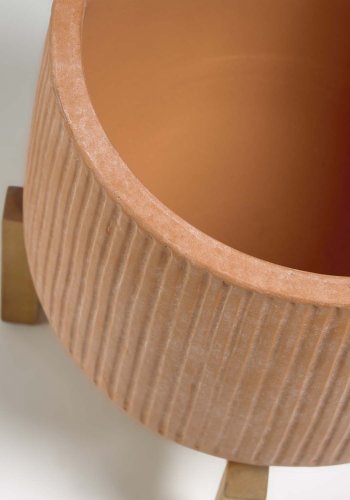 KAVE HOME Denpasar blomsterpotte, med fot - naturlig terrakotta og akasietre ( 33)