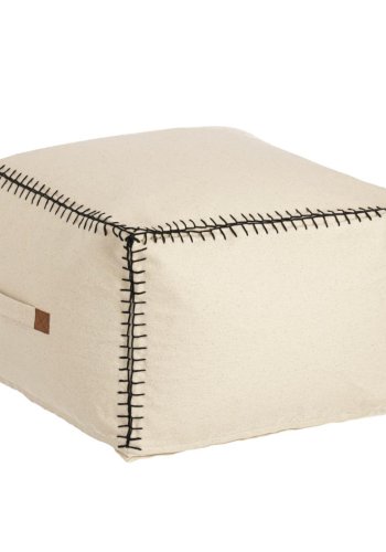 KAVE HOME Anahi puff, rektangulr - beige bomull (45x30)