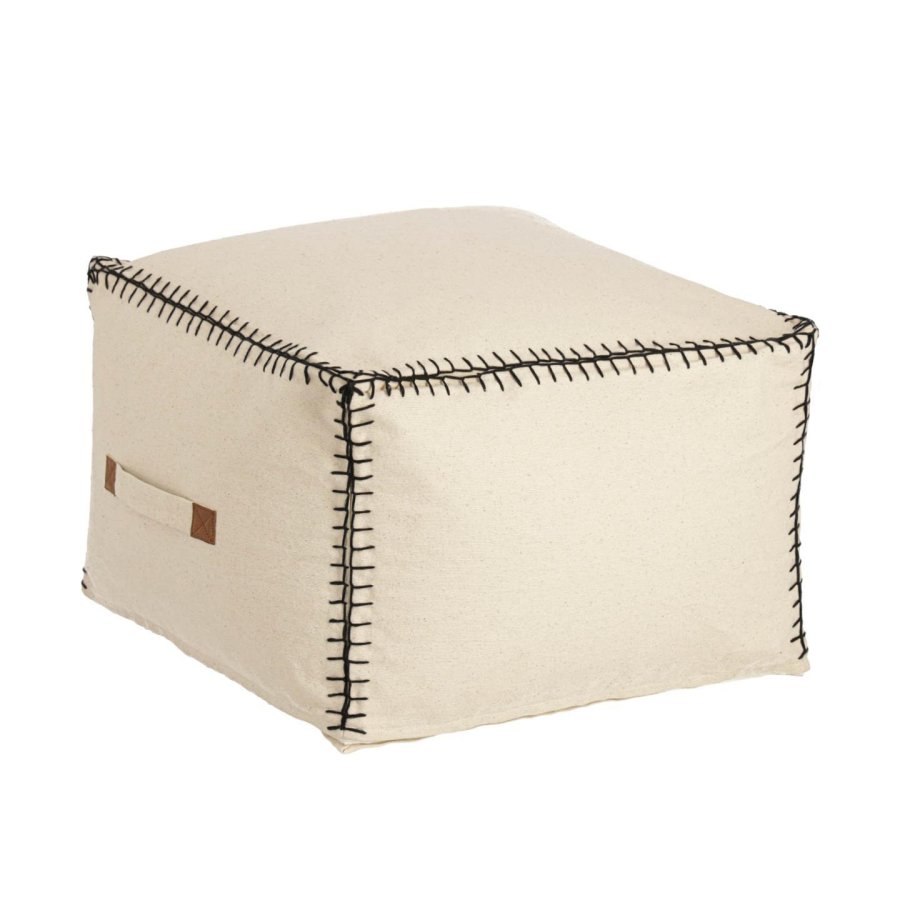 KAVE HOME Anahi puff, rektangulr - beige bomull (45x30)