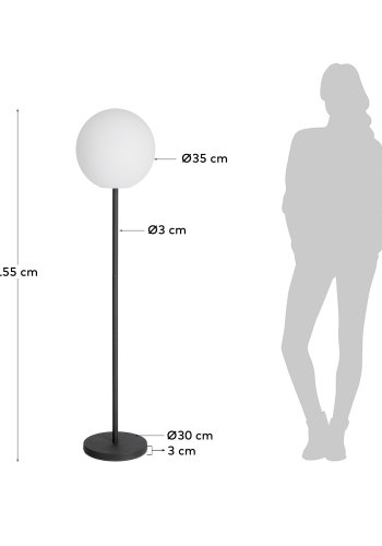 KAVE HOME Dinesh gulvlampe, batterils - sort stl og hvit polyetylen ( 35)