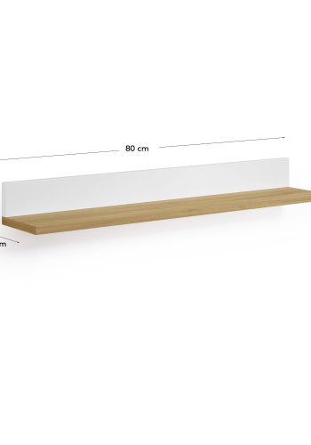 KAVE HOME Abilen hylle i 100 % FSC eikefiner og hvit lakk 80 x 15 cm