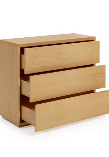KAVE HOME Abilen kommode, m. 3 skuffer - naturlig eikefiner