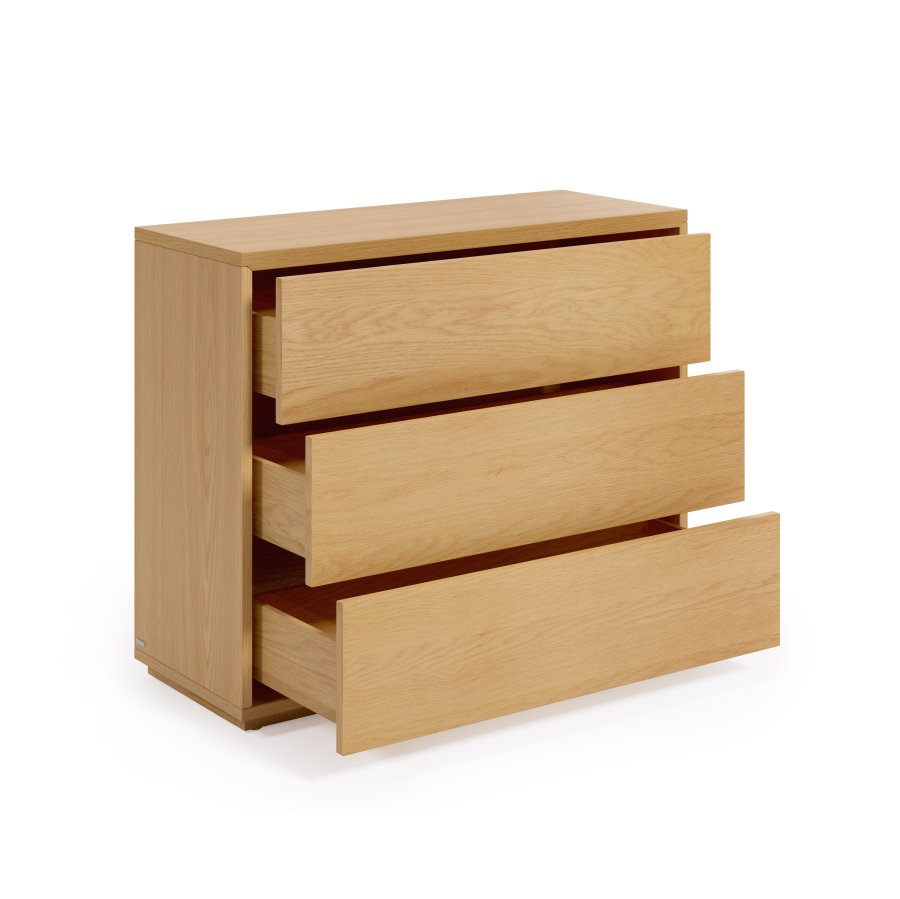 KAVE HOME Abilen kommode, m. 3 skuffer - naturlig eikefiner