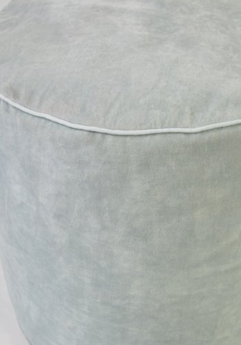 KAVE HOME Brunetta rund puff i lys turkis flyel 40 cm