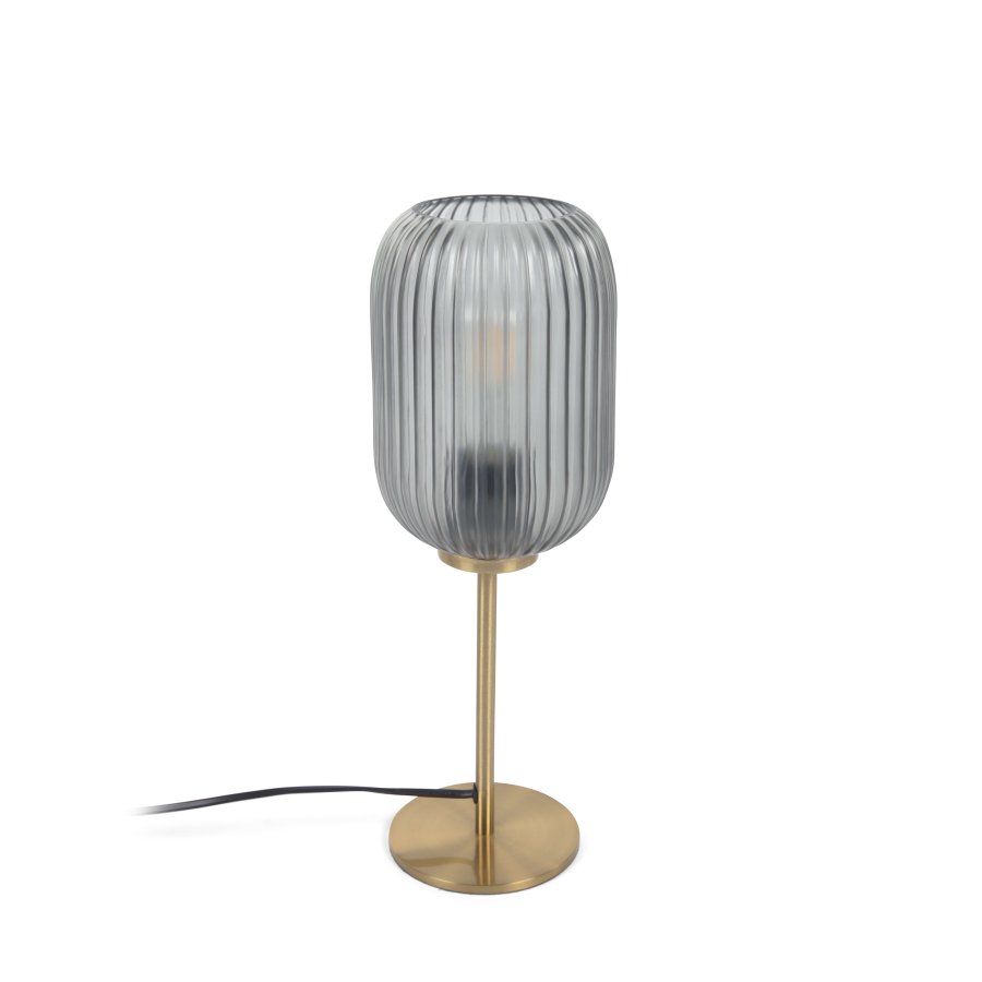 KAVE HOME Hestia bordlampe - grtt glass og messingmetall