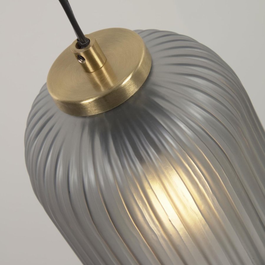 KAVE HOME Hestia taklampe - grtt glass og messingmetall