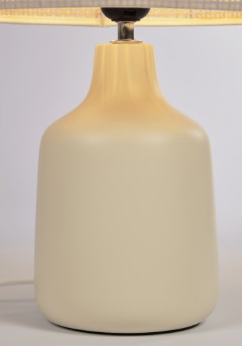 KAVE HOME Erna bordlampe - naturlig bambus og beige keramikk