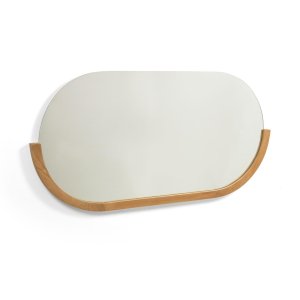 KAVE HOME Rokia väggspegel, oval - spegelglas och naturlig teak (90x55)