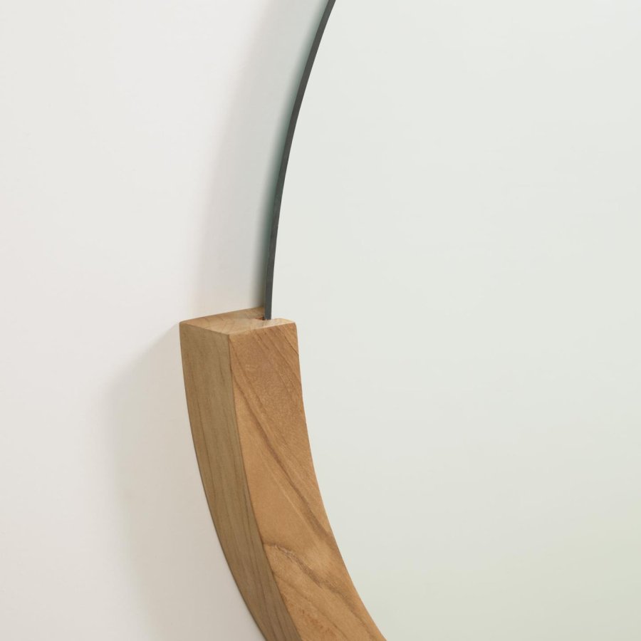 KAVE HOME Rokia veggspeil, ovalt - speilglass og naturlig teak (90x55)