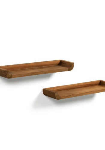 KAVE HOME Shamel sett med 2 hyller i heltre teak med valnttfinish, 50 x 5 cm