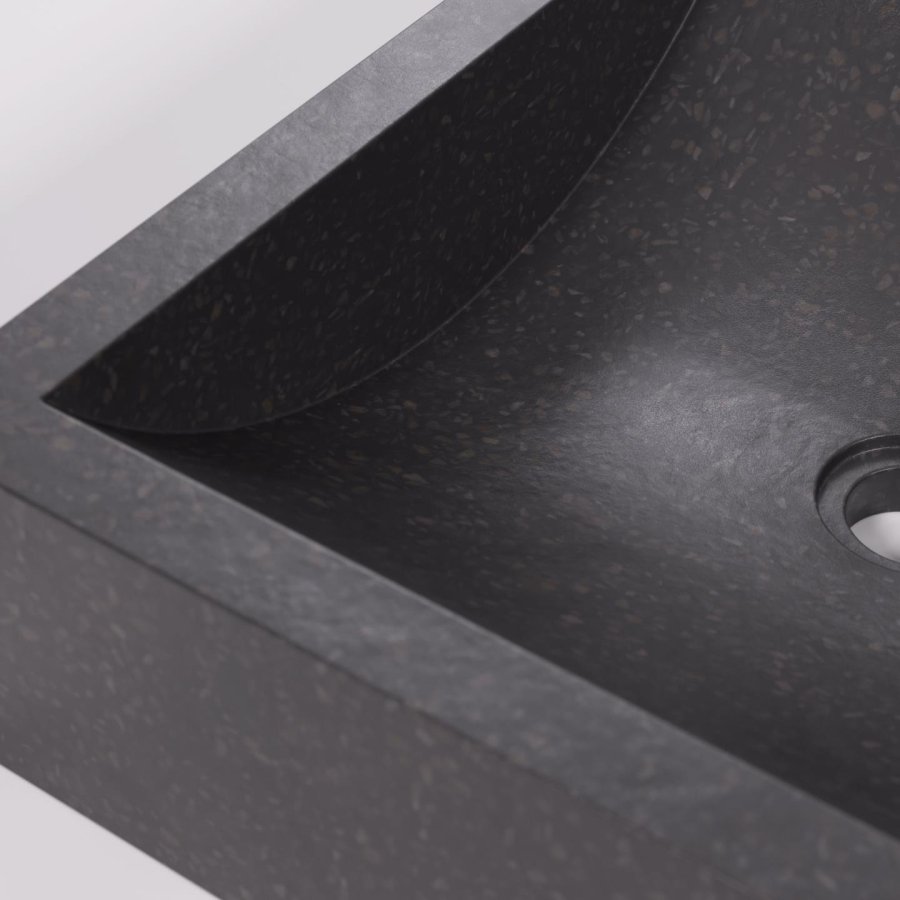 KAVE HOME Sunday Badezimmerwaschbecken, rechteckig – schwarzer Terrazzo (40x45)