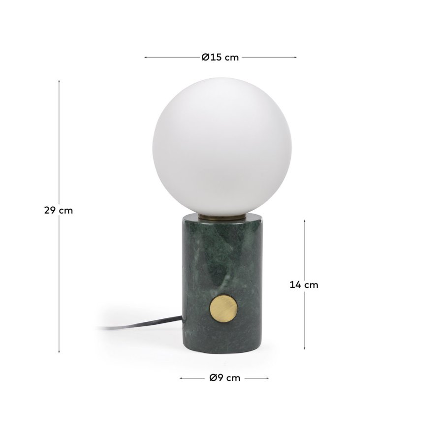 KAVE HOME Lonela bordlampe, rund - frostet glass og grnn marmor (15)