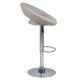 ACT NORDIC Plump Barhocker mit Rückenlehne und Fußstütze – taupefarbenes PU und verchromtes Metall