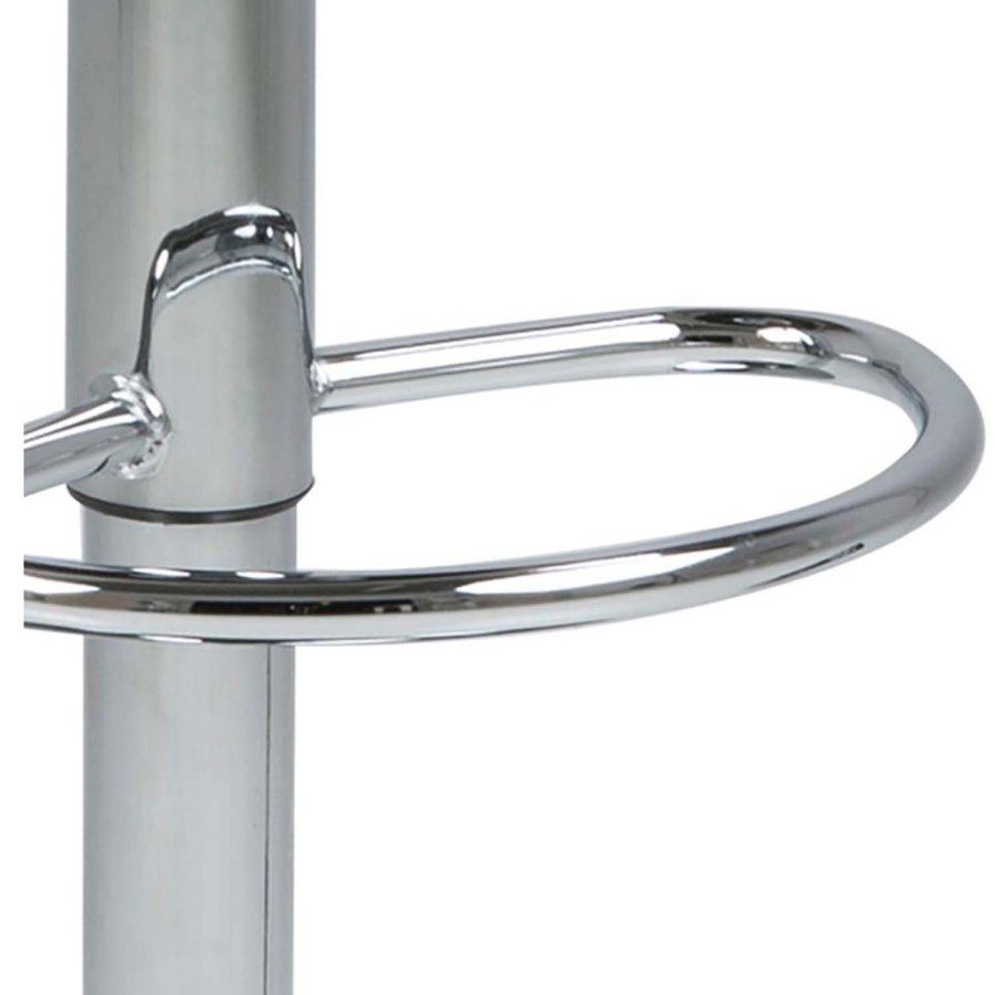 ACT NORDIC Plump Barhocker mit Rückenlehne und Fußstütze – taupefarbenes PU und verchromtes Metall