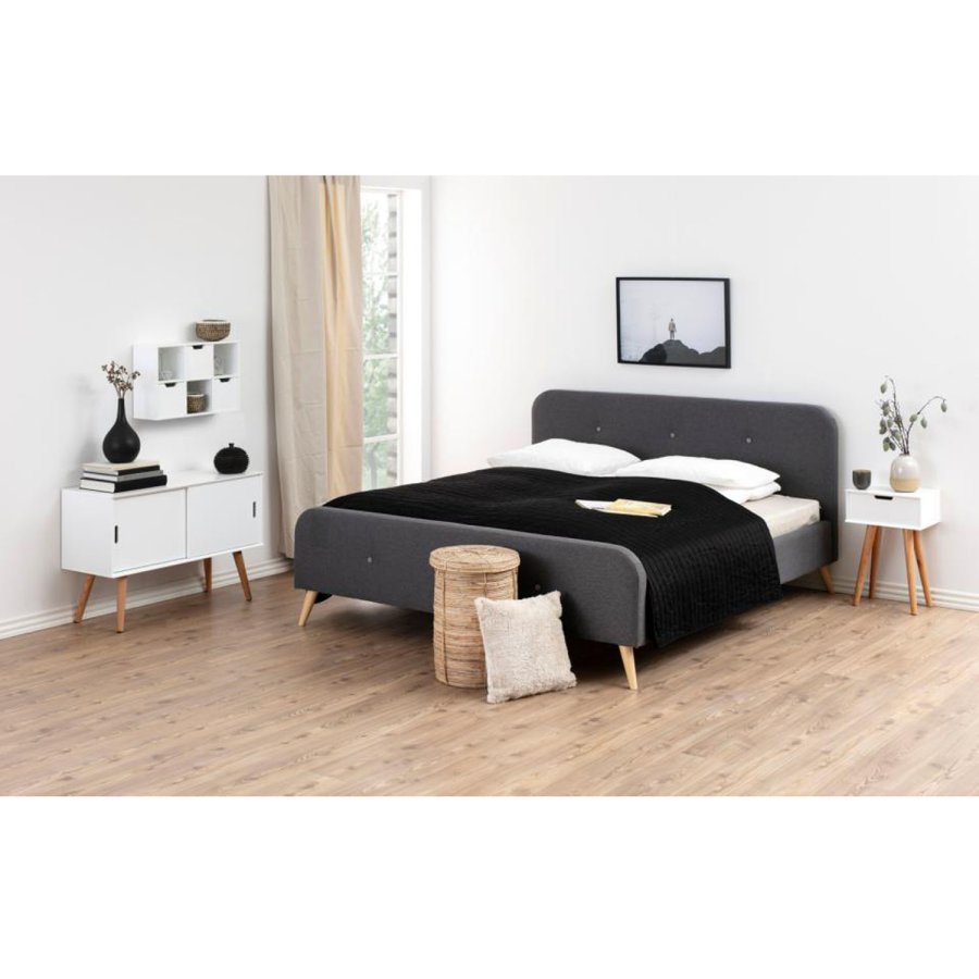 ACT NORDIC Mitra Nachttisch, mit 1 Schublade – Weißholz und Natureiche (40x30)