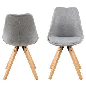 ACT NORDIC Dima spisebordsstol - lysegr polyester og natur gummitr