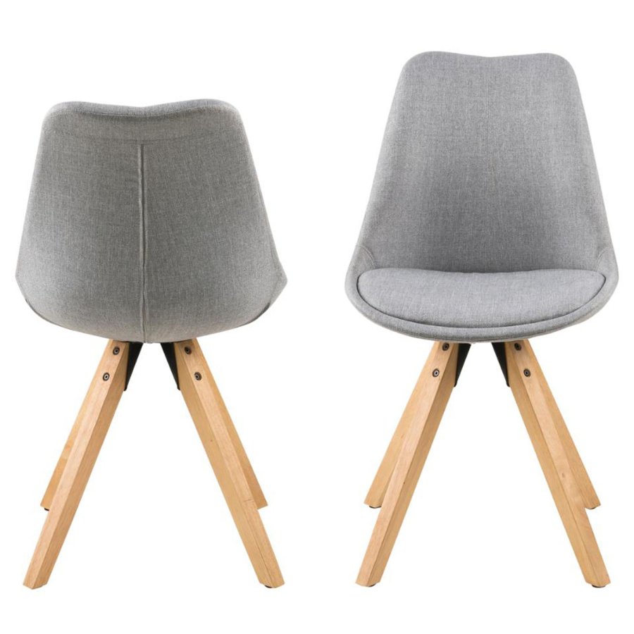 ACT NORDIC Dima Esszimmerstuhl - hellgraues Polyester und Naturkautschukholz