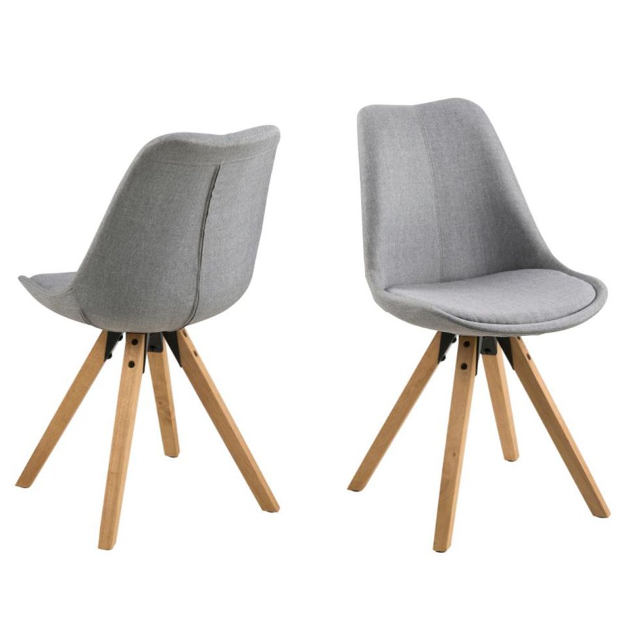 ACT NORDIC Dima Esszimmerstuhl - hellgraues Polyester und Naturkautschukholz