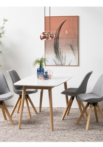 ACT NORDIC Dima Esszimmerstuhl - hellgraues Polyester und Naturkautschukholz