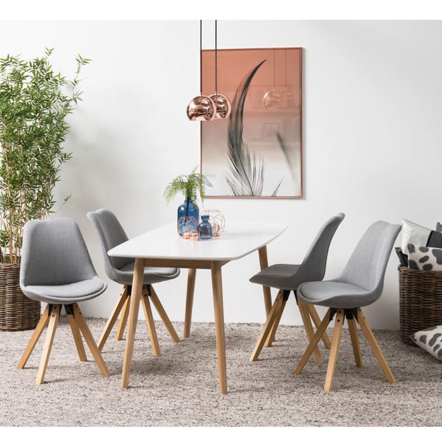 ACT NORDIC Dima Esszimmerstuhl - hellgraues Polyester und Naturkautschukholz