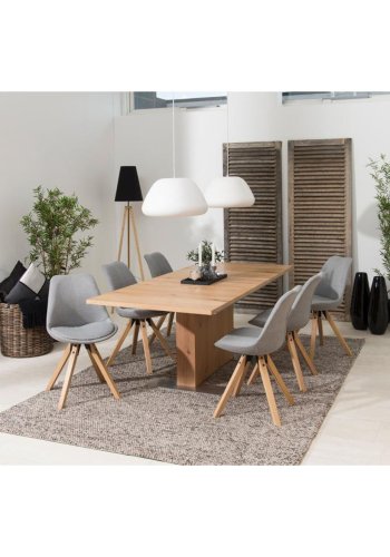 ACT NORDIC Dima Esszimmerstuhl - hellgraues Polyester und Naturkautschukholz