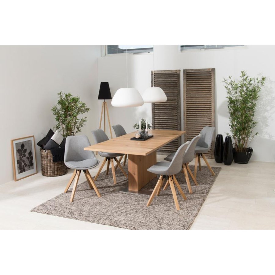 ACT NORDIC Dima Esszimmerstuhl - hellgraues Polyester und Naturkautschukholz