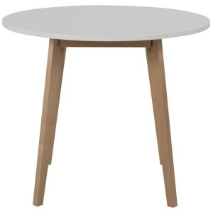 ACT NORDIC Raven spisebord, rund - hvid MDF og natur birk (90)