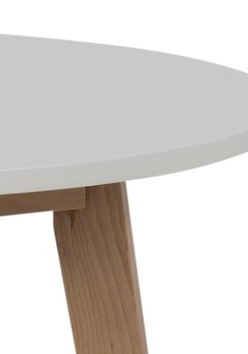 ACT NORDIC Raven spisebord, rund - hvid MDF og natur birk (90)