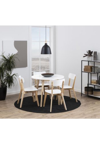 ACT NORDIC Raven spisebord, rund - hvid MDF og natur birk (90)