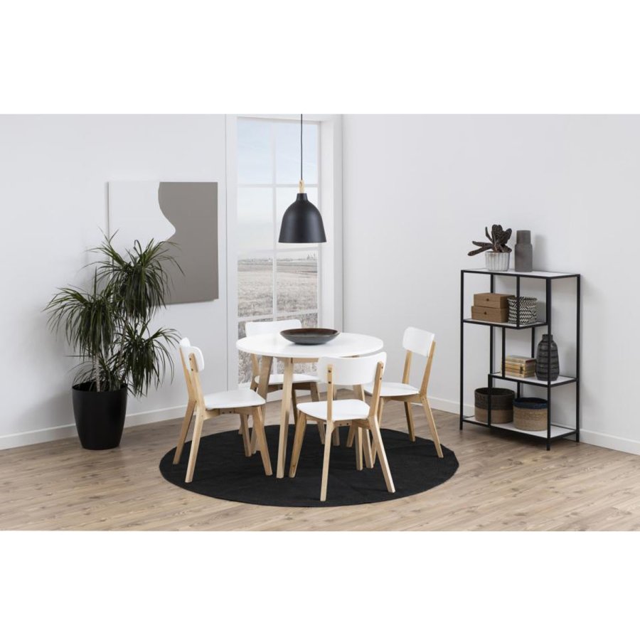 ACT NORDIC Raven spisebord, rund - hvid MDF og natur birk (90)
