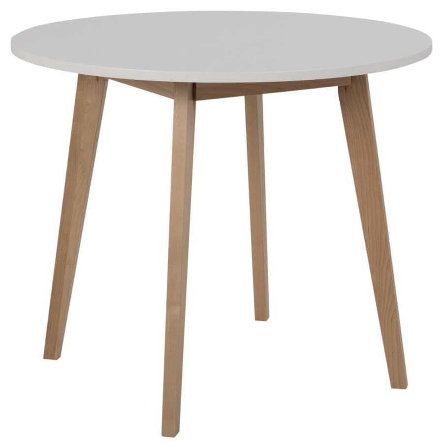 ACT NORDIC Raven spisebord, rund - hvid MDF og natur birk (90)