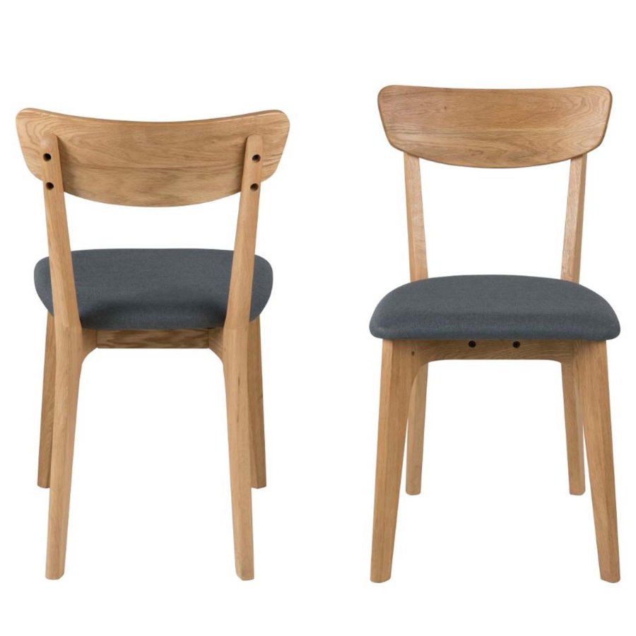 ACT NORDIC Taxi Esszimmerstuhl - dunkelgraues Polyester und natürliche Eiche