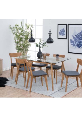 ACT NORDIC Taxi Esszimmerstuhl - dunkelgraues Polyester und natürliche Eiche