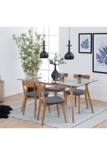 ACT NORDIC Taxi Esszimmerstuhl - dunkelgraues Polyester und natürliche Eiche