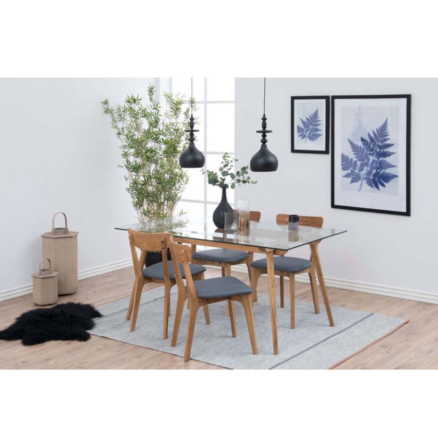 ACT NORDIC Taxi Esszimmerstuhl - dunkelgraues Polyester und natürliche Eiche