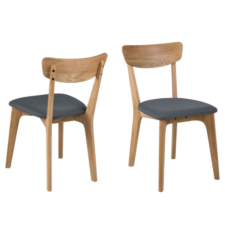 ACT NORDIC Taxi Esszimmerstuhl - dunkelgraues Polyester und natürliche Eiche