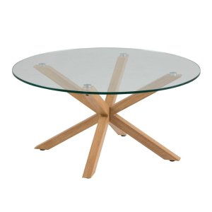 ACT NORDIC Heaven Soffbord, Runt - Klarglas och Ekfolie Metall ( 82 cm)