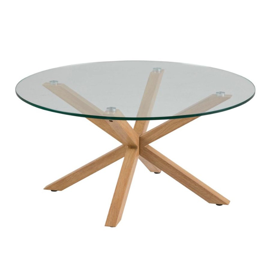 ACT NORDIC Heaven Couchtisch, rund – Klarglas und Eichenfolienmetall (82)