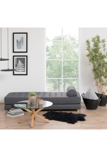 ACT NORDIC Heaven Couchtisch, rund – Klarglas und Eichenfolienmetall (82)
