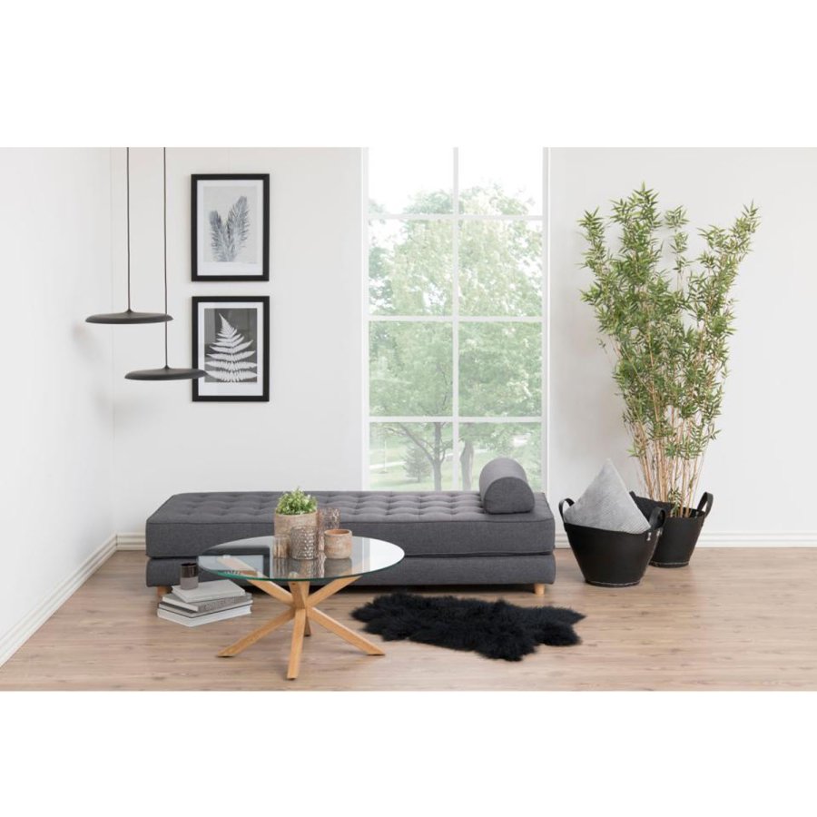 ACT NORDIC Heaven Couchtisch, rund – Klarglas und Eichenfolienmetall (82)