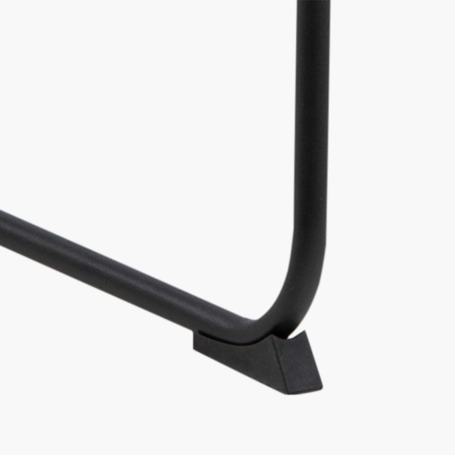 ACT NORDIC Lisa Barhocker mit Rückenlehne, Armlehnen und Fußstütze – dunkelgraues Polyester und schwarzes Metall