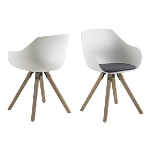 ACT NORDIC Tina spisebordsstol m. hynde - hvid/natur, plastik/gummitr 