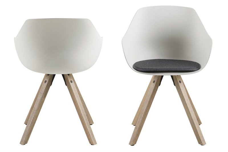 ACT NORDIC Tina spisestol med pute - hvit/natur, plast/gummitre 