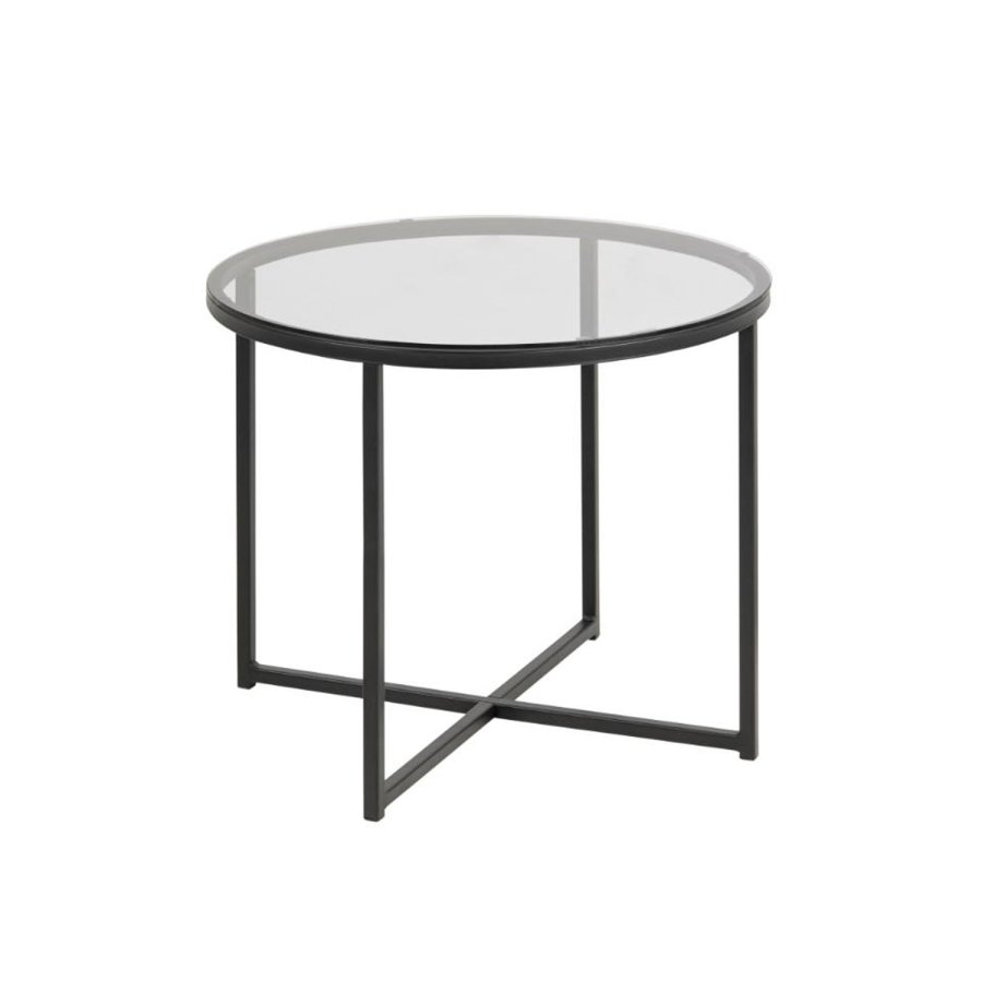 ACT NORDIC Cross sidebord, rundt - rkt glass og sort metall (55)