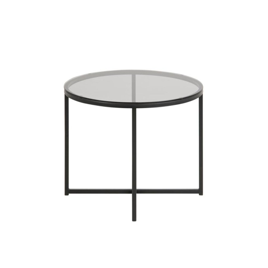 ACT NORDIC Cross sidebord, rundt - rkt glass og sort metall (55)