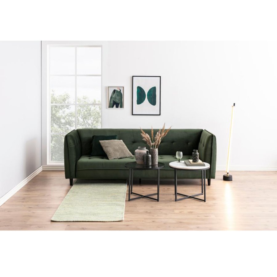 ACT NORDIC Cross sidebord, rundt - rkt glass og sort metall (55)