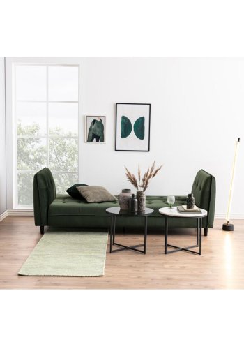 ACT NORDIC Cross sidebord, rundt - rkt glass og sort metall (55)